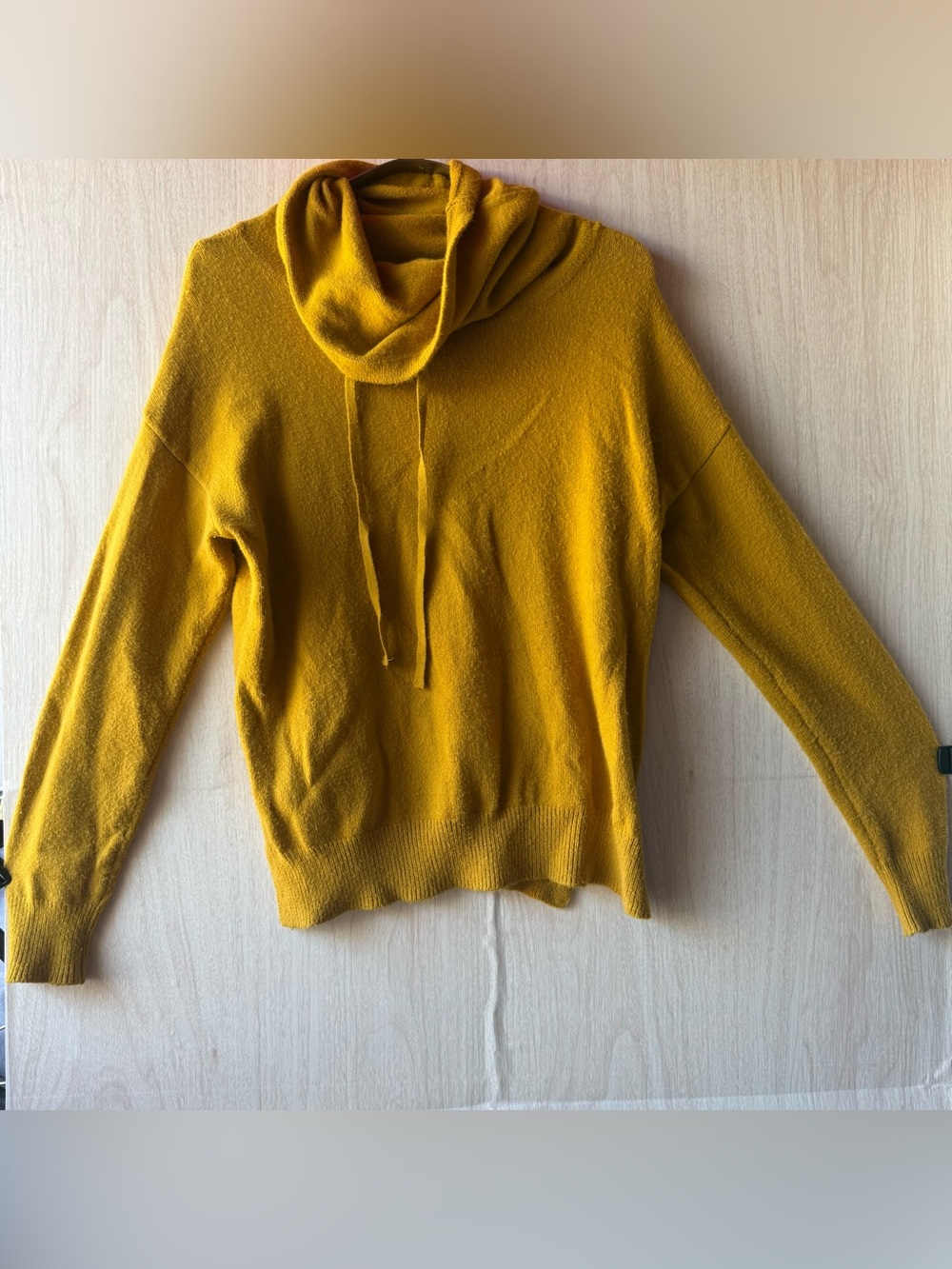 Poof! Mustard Cowl Neck Drawstring Sweater